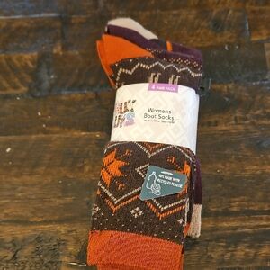 Muk Luks Women's Boot Socks - Orange and Purple 4 Pack